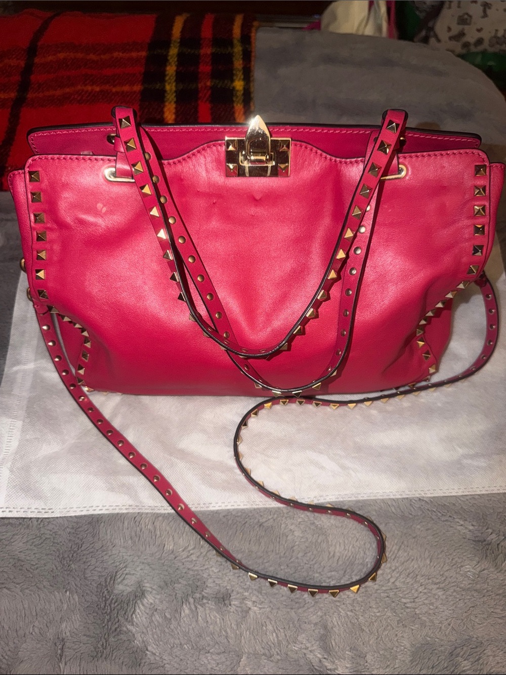 Preloved Valentino Garavani Stud-Trim Pink Leather Tote great condition